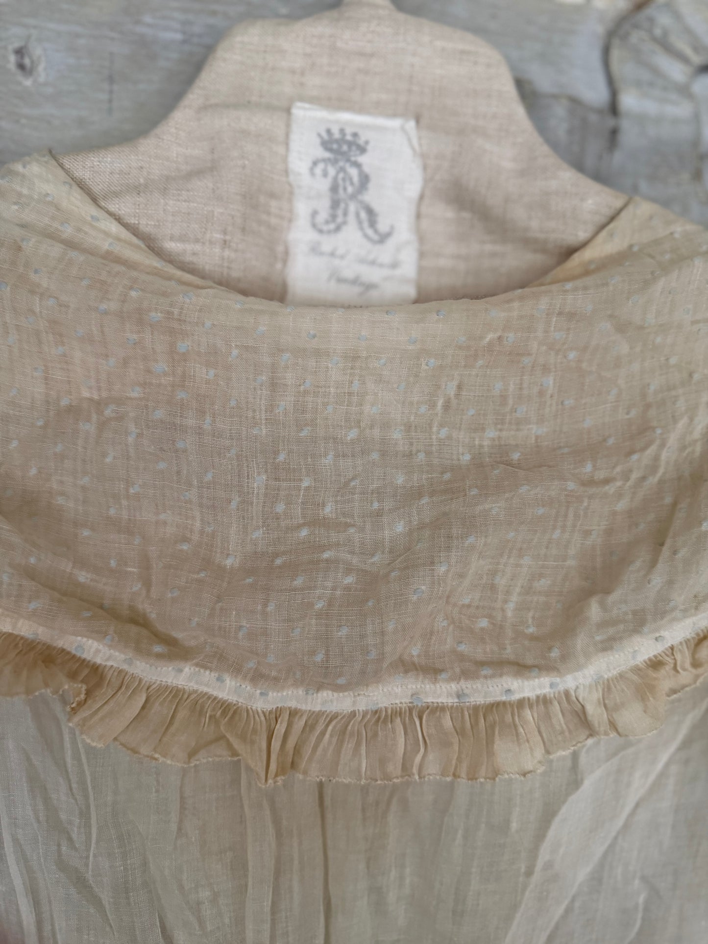 Antique Edwaridan Ruffled Blue Dot Summer Dress