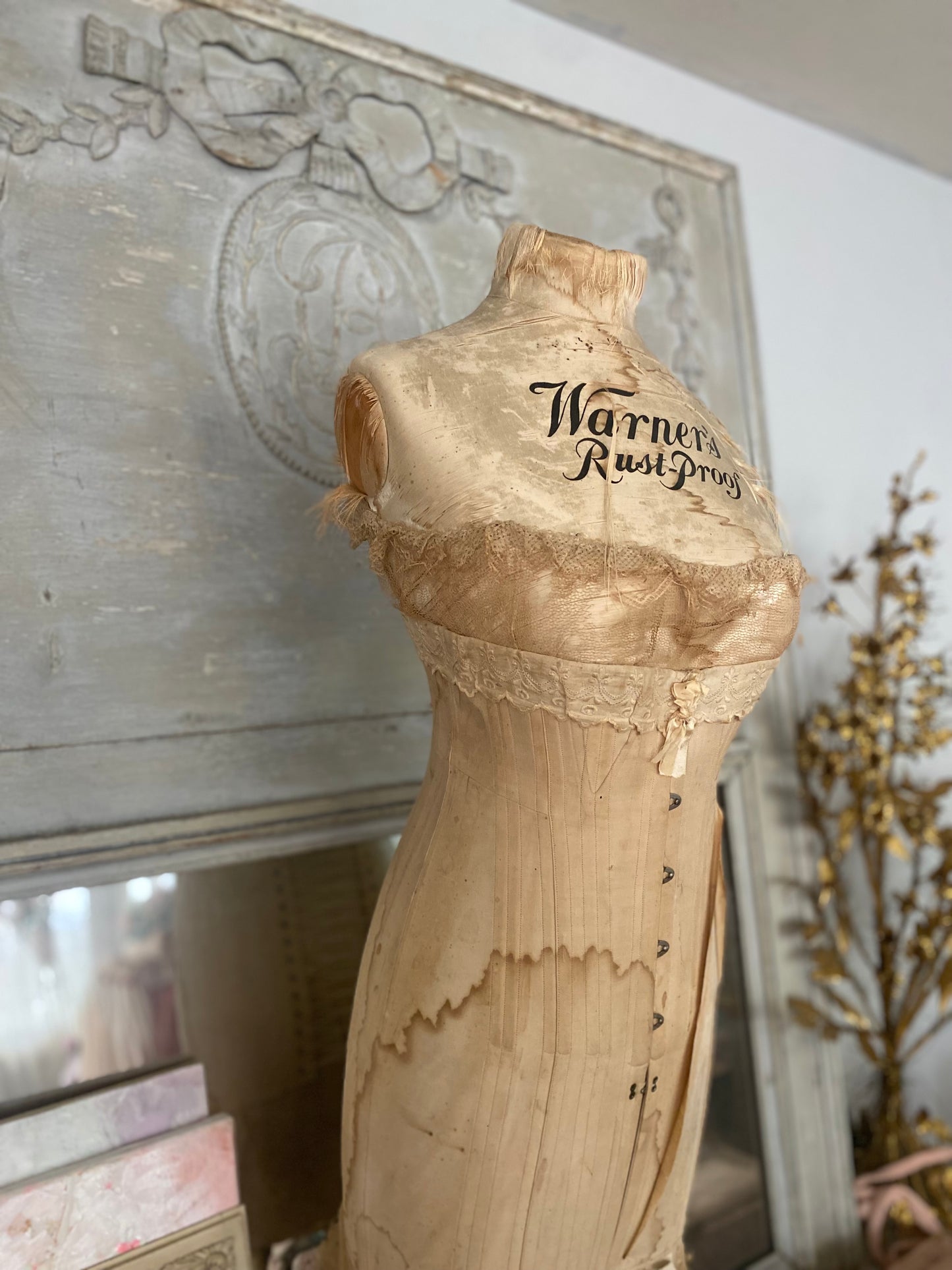 Antique Silk Corset Display Mannequin