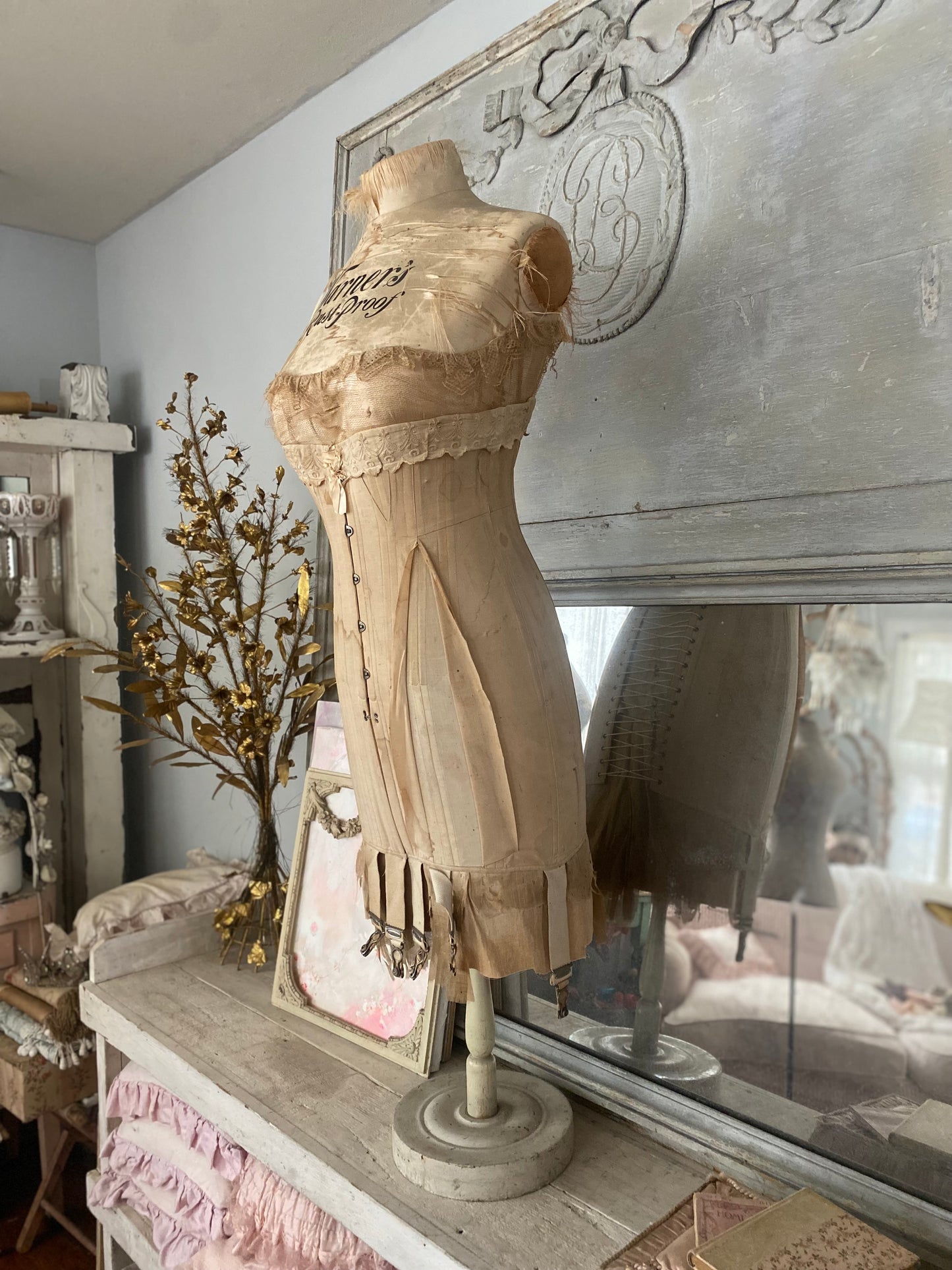 Antique Silk Corset Display Mannequin