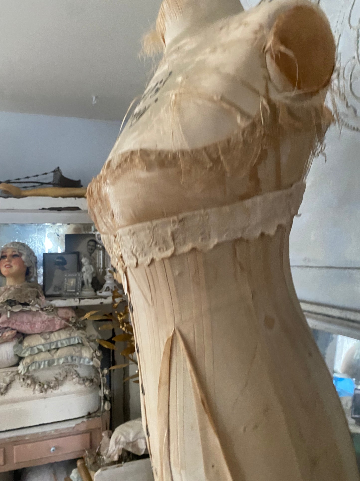 Antique Silk Corset Display Mannequin