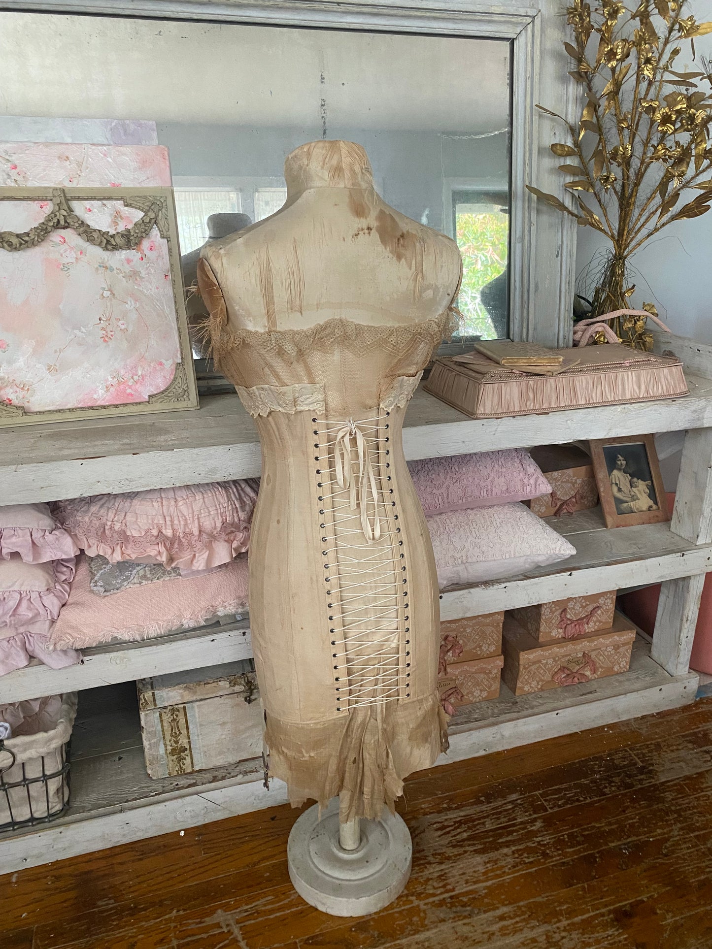 Antique Silk Corset Display Mannequin