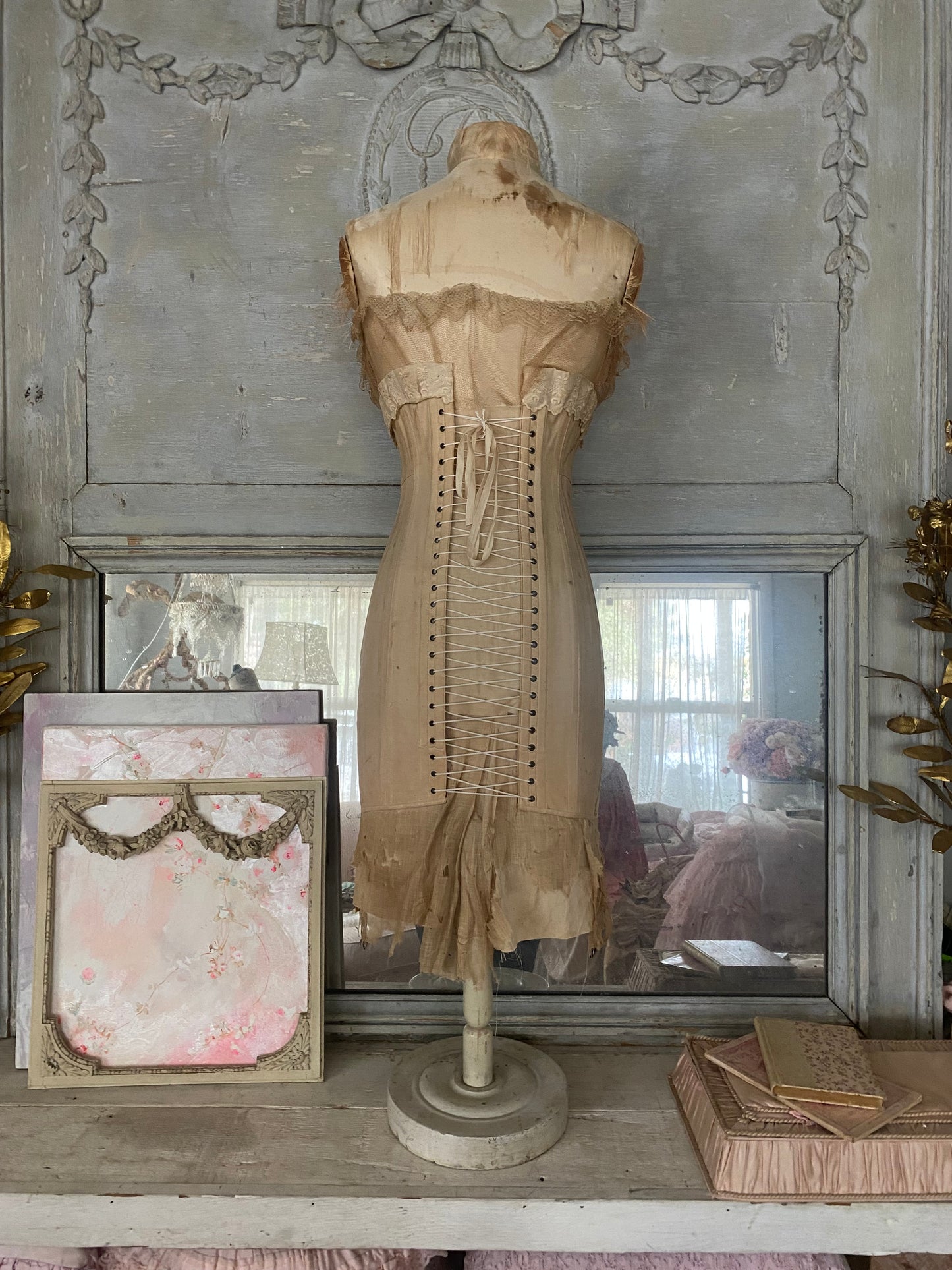 Antique Silk Corset Display Mannequin