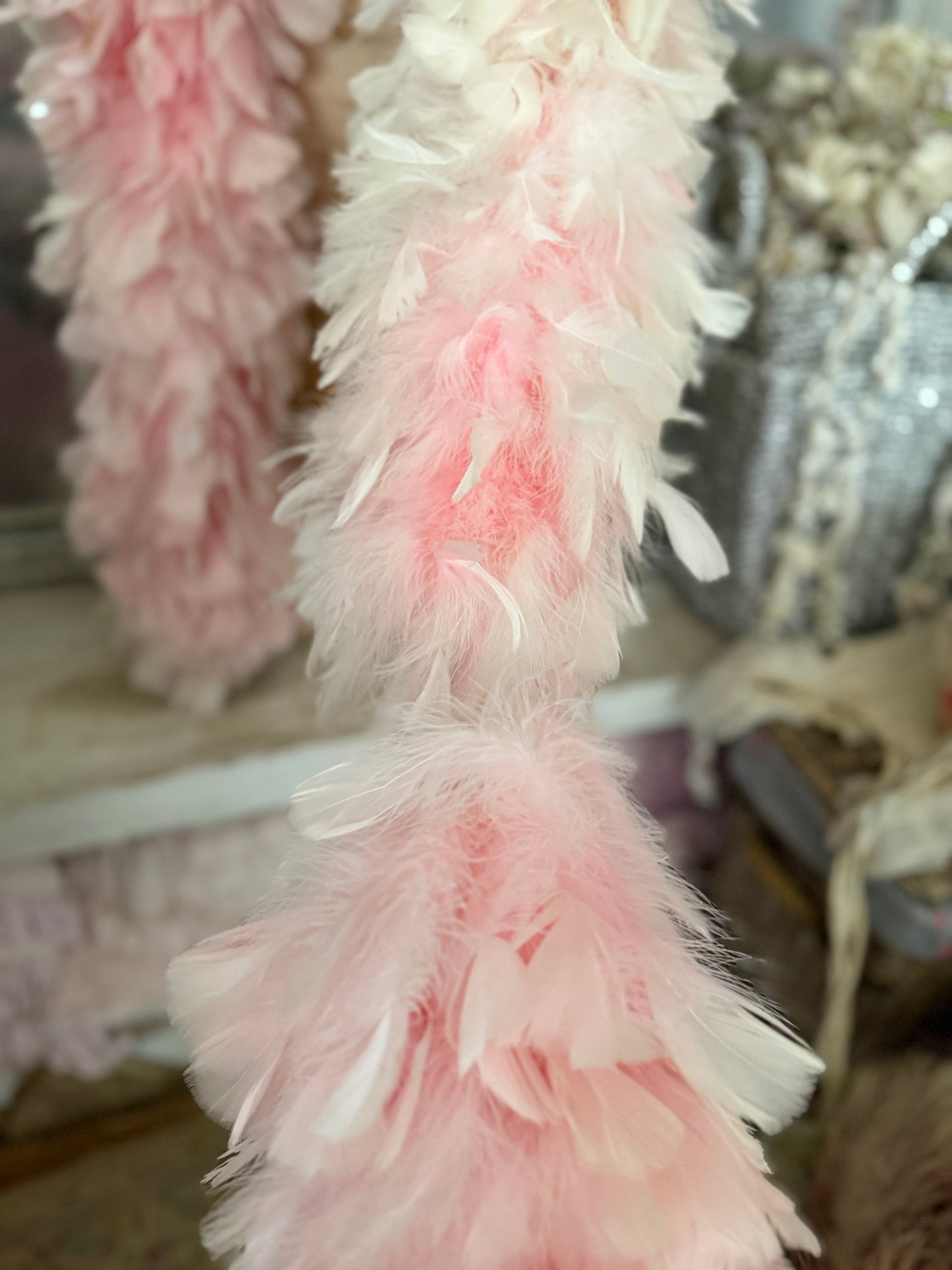 Vintage Pink Full Feather Showgirl Boa Garland