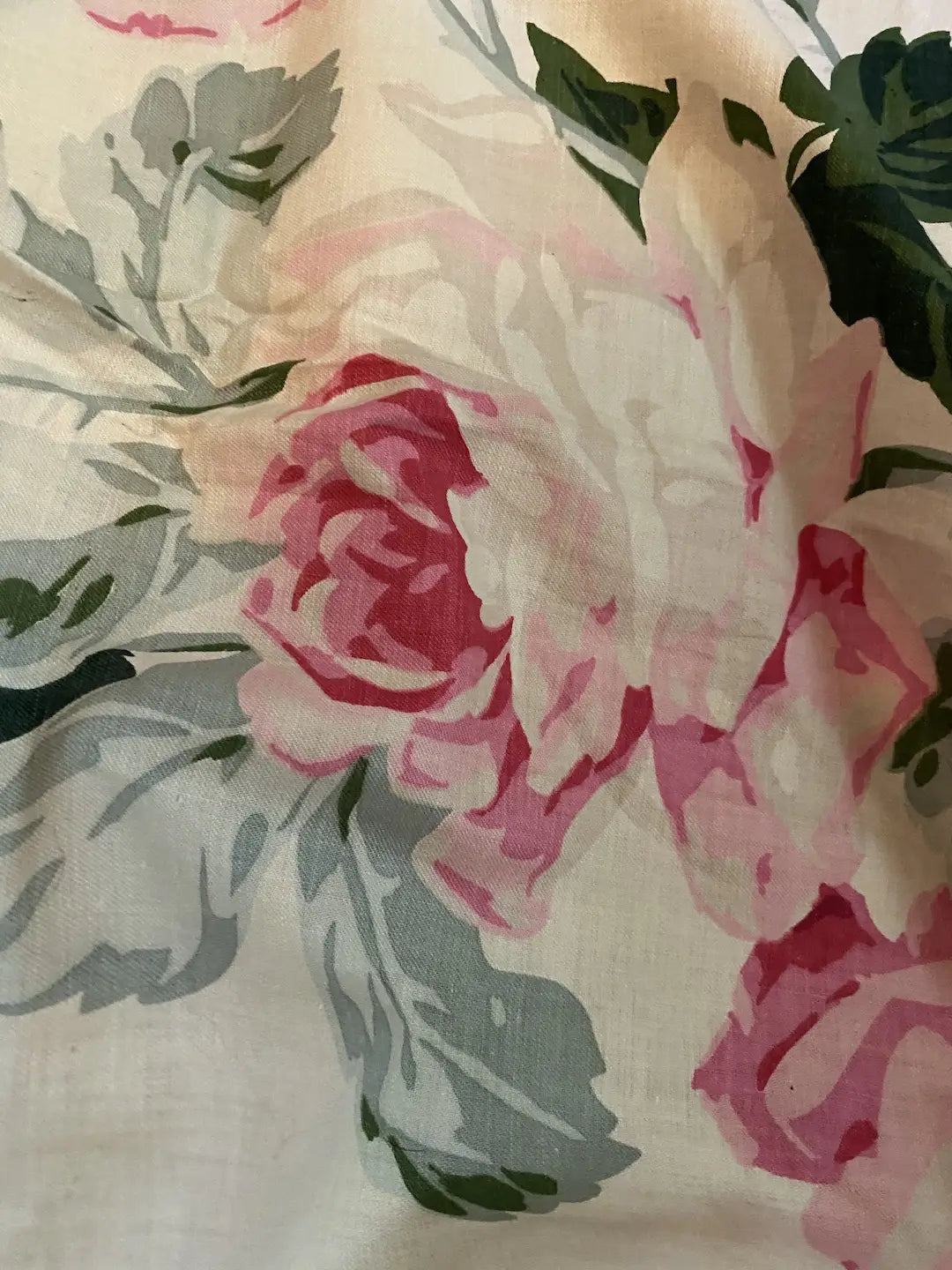 Vintage Bedroom Set Pink Roses Ruffled Coverlet Curtains Bed Canopy Drapes