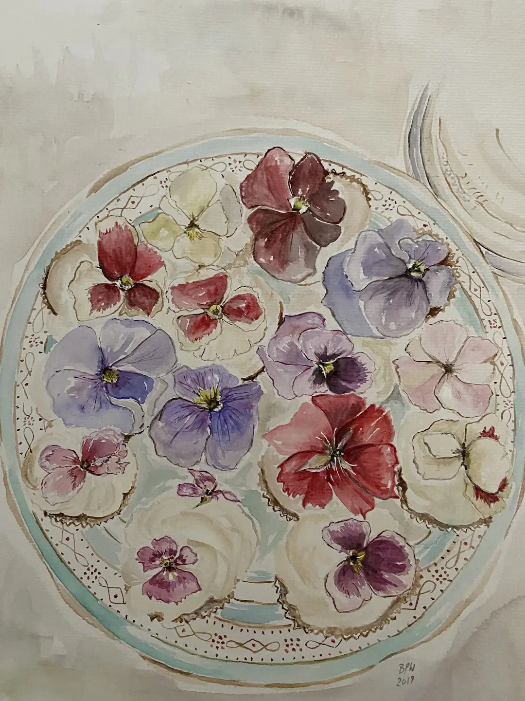 Original Ben Peck Whiston Watercolor Painting Rachel Ashwell Shabby Chic Couture