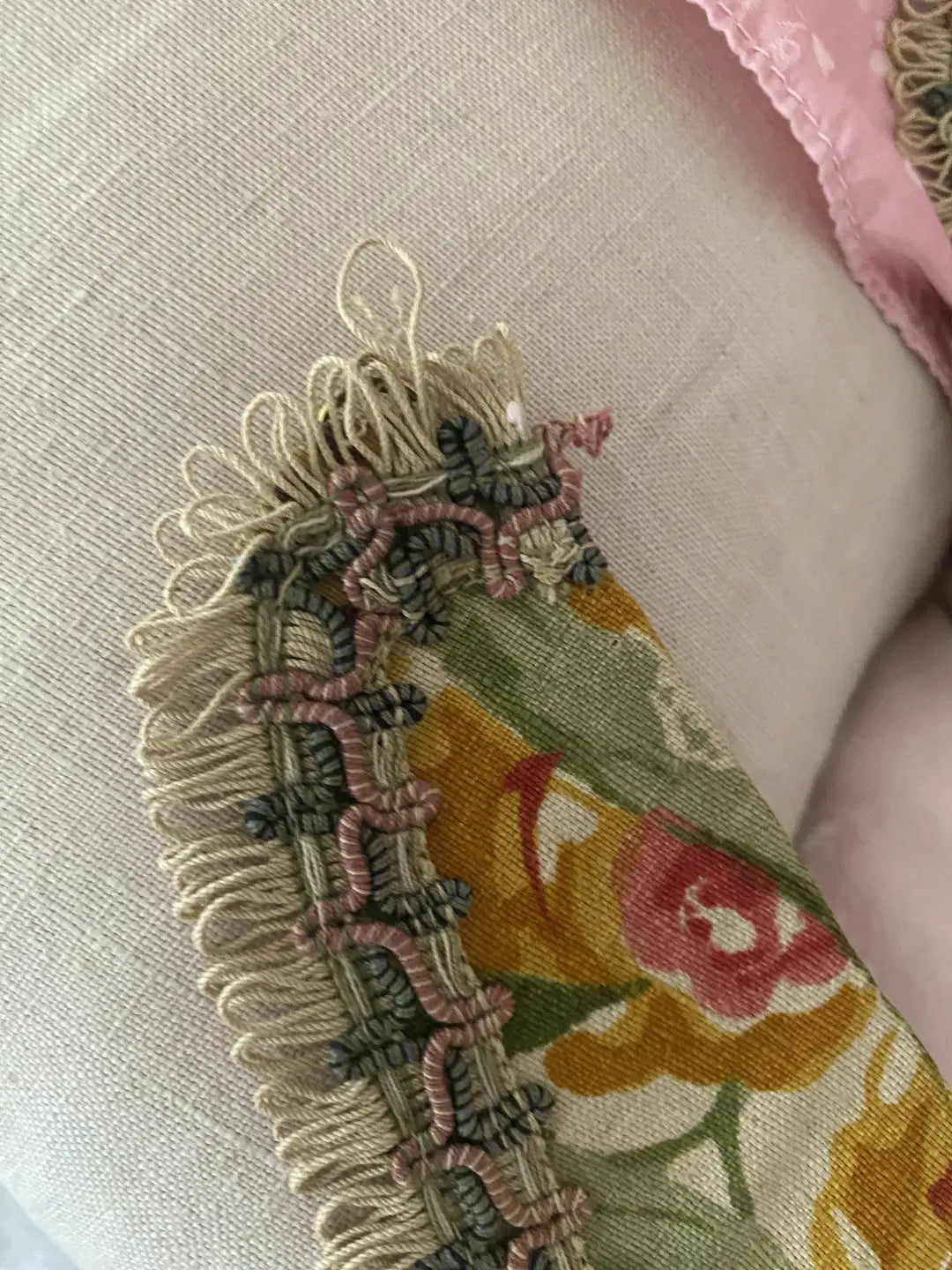 Pair Antique French Linen Curtain Tie Backs