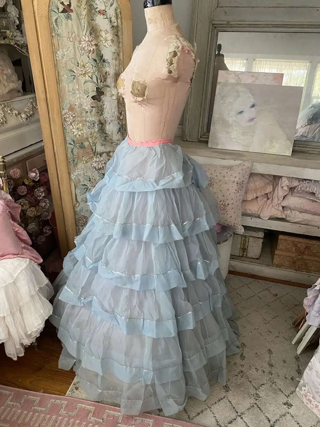 Vintage Blue Ballet Theater Costume Skirt