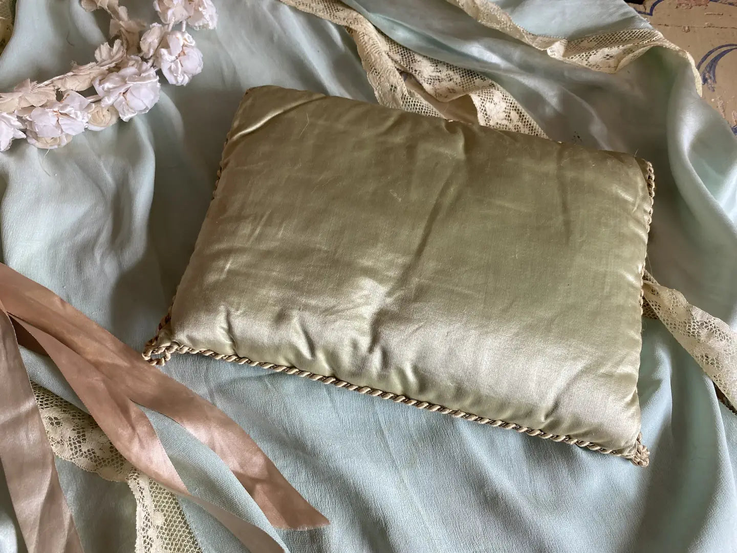 Antique French Painted Delicates Holder Silk