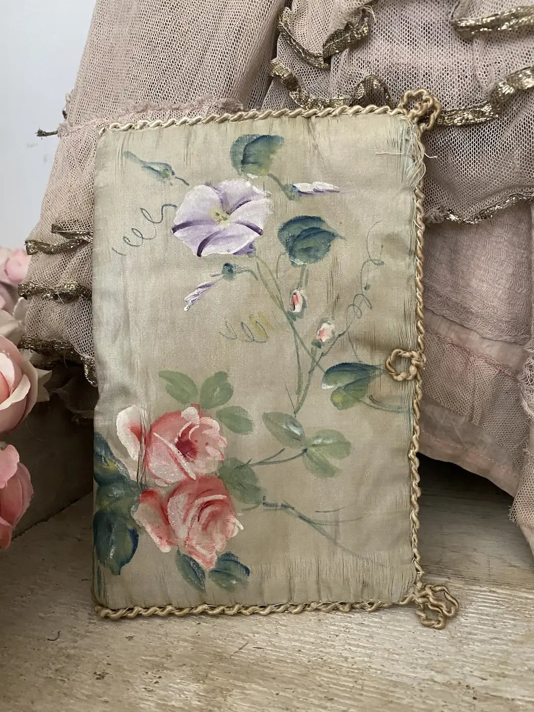 Antique French Silk Lingerie Keeper Holder