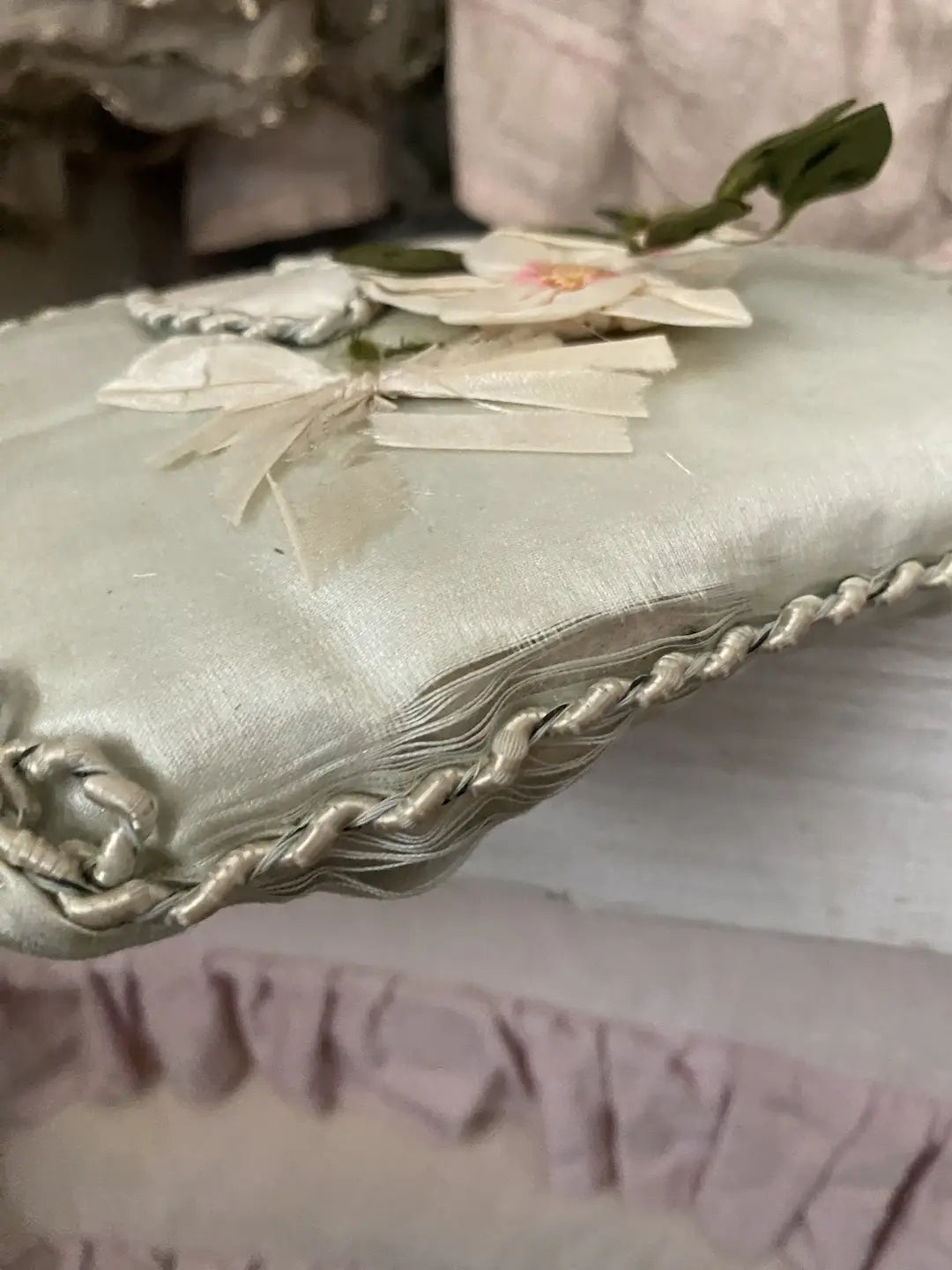 Antique French Silk Lingerie Keeper Holder