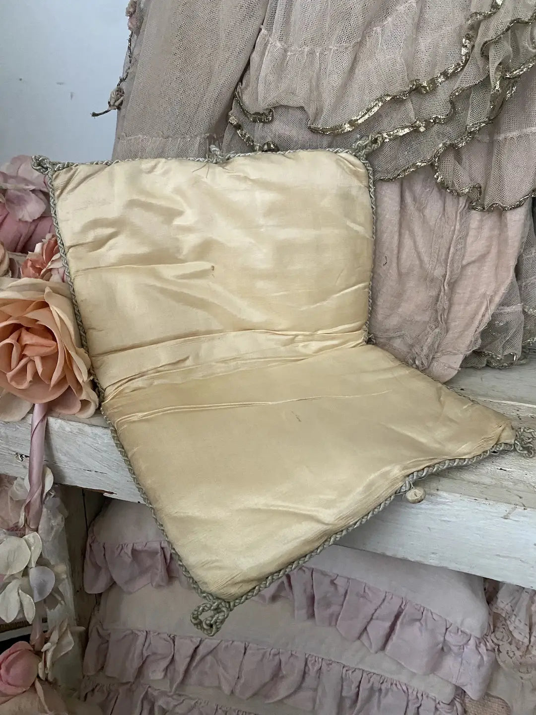 Antique French Silk Lingerie Keeper Holder