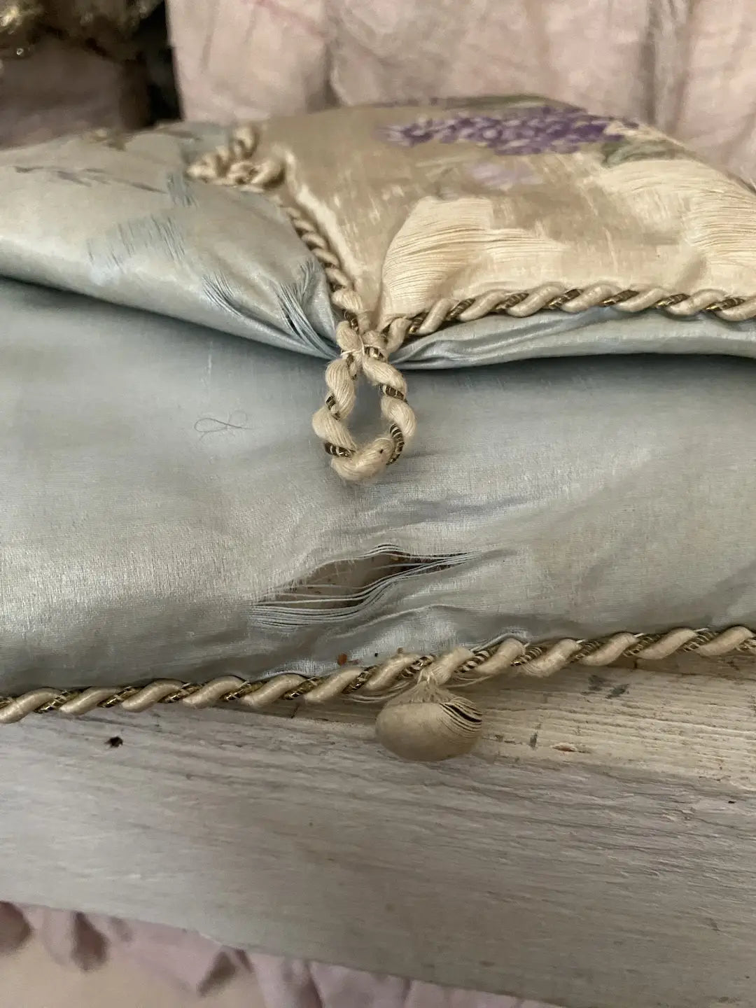 Antique French Silk Lingerie Keeper Holder