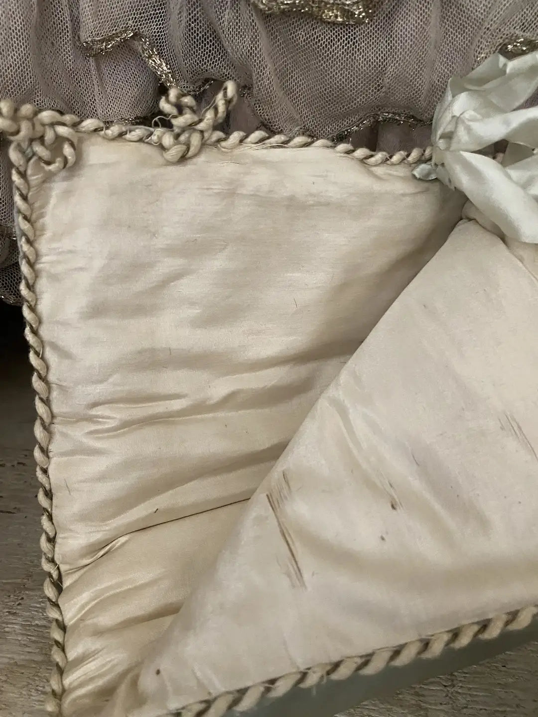Antique French Silk Lingerie Keeper Holder