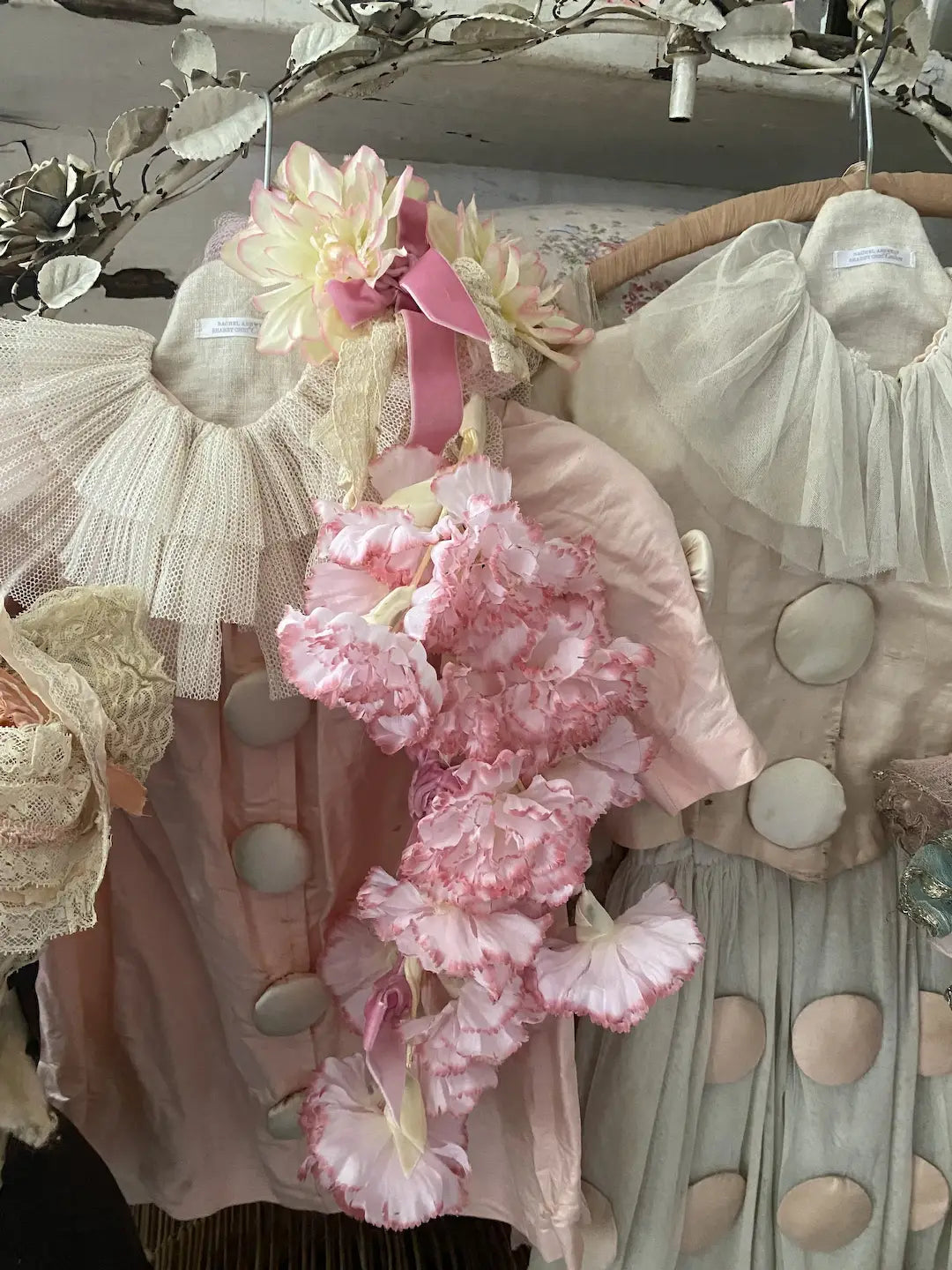 Vintage Headdress Flowers Lace Tulle Showgirl