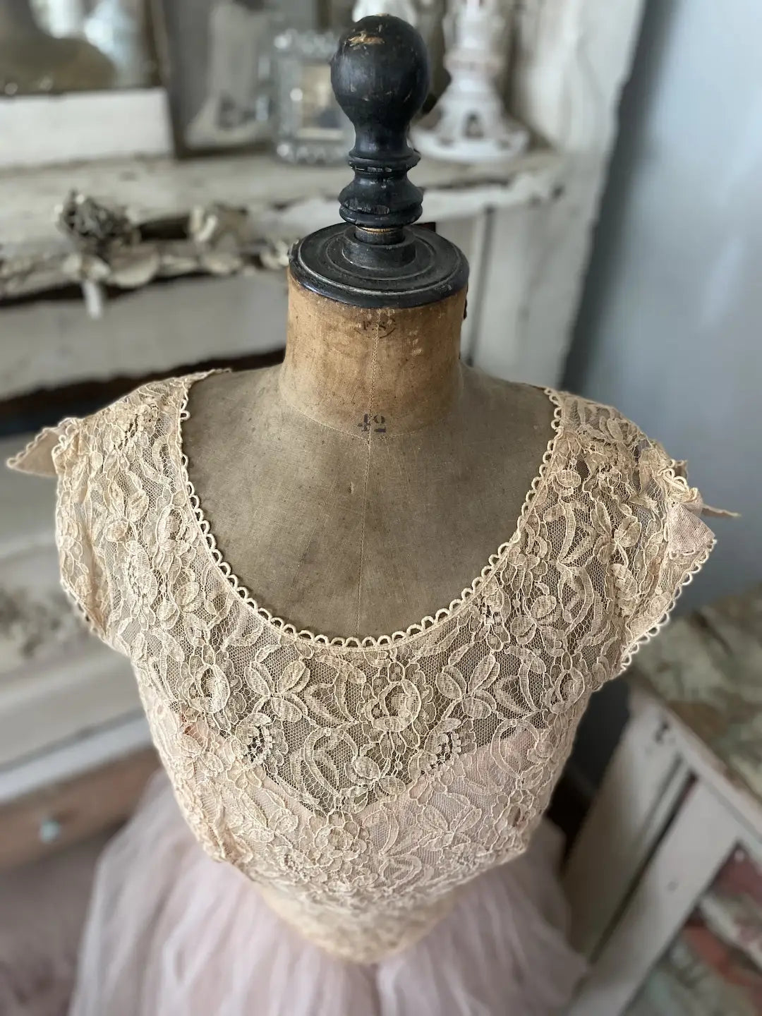 Vintage Prom Dress Pink Floral Lace