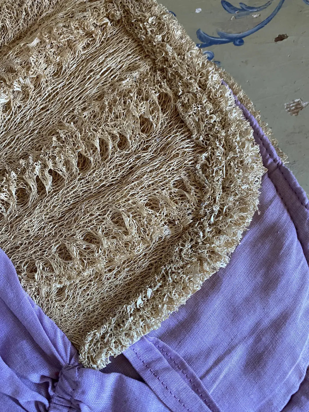 Vintage Lavender Prairie Bonnet Loofah Brim