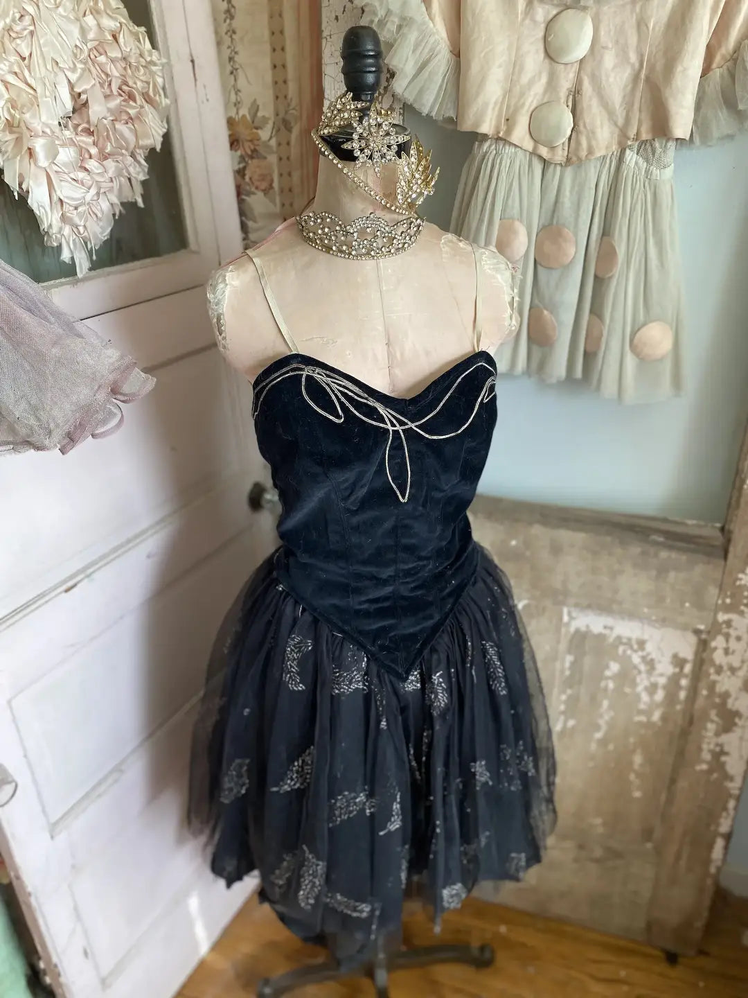 Vintage Ballet Dress Costume Black Velvet