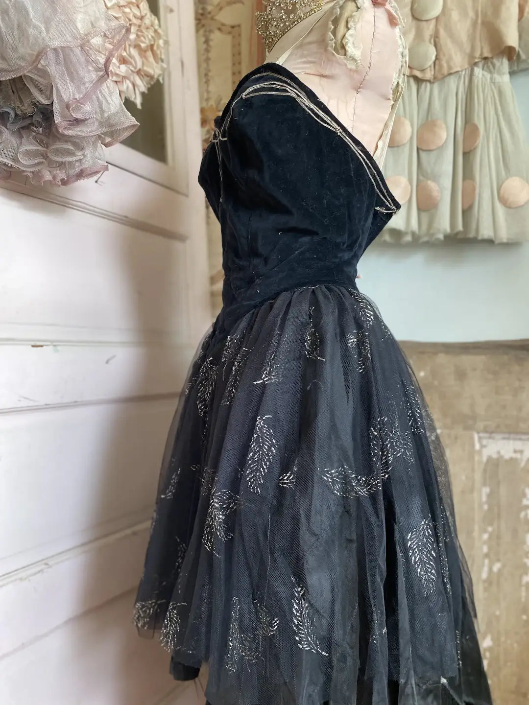 Vintage Ballet Dress Costume Black Velvet
