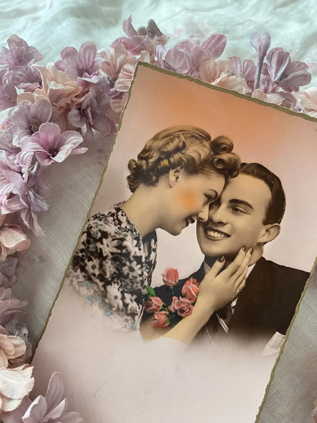 Vintage French Postcard Romantic Couple