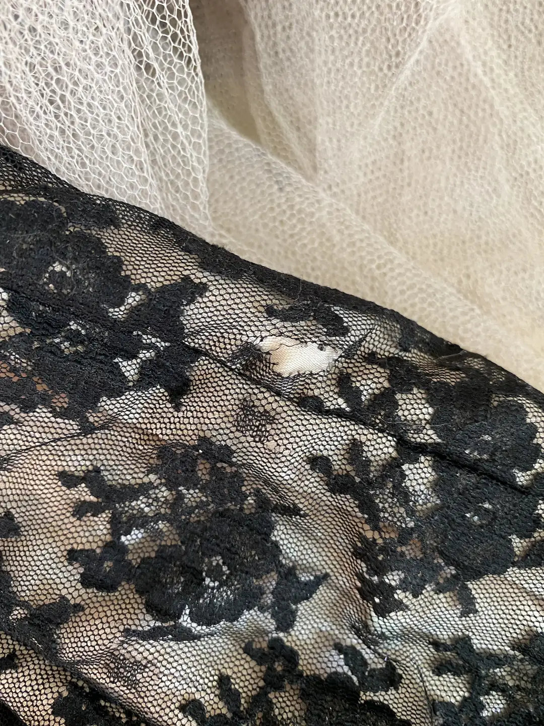 Vintage Burlesque Costume Black Floral Lace