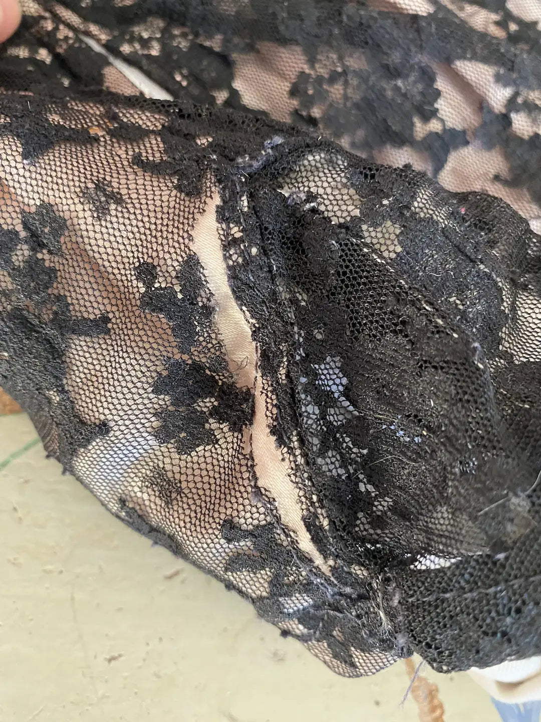 Vintage Burlesque Costume Black Floral Lace
