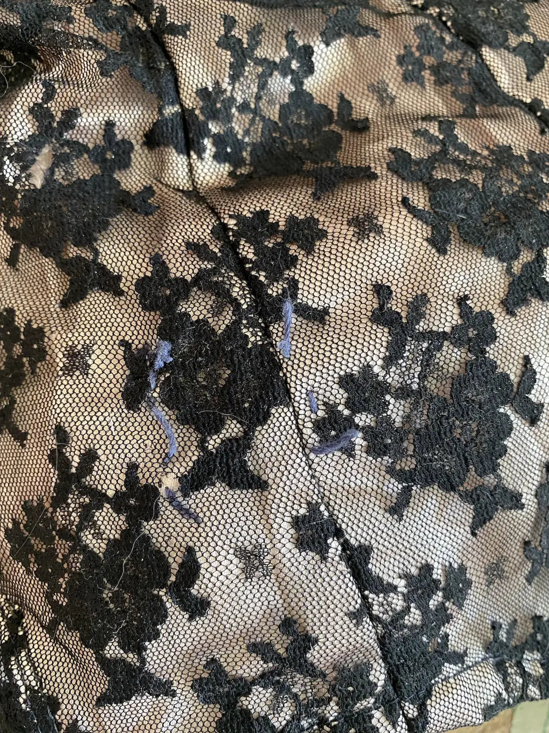 Vintage Burlesque Costume Black Floral Lace