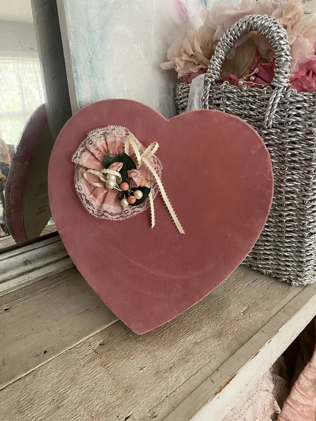 Vintage Mauve Velvet Sees Candy Box