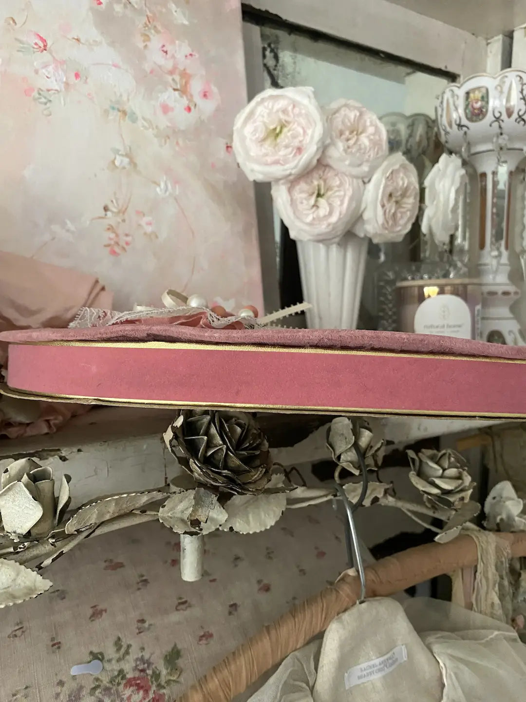 Vintage Mauve Velvet Sees Candy Box