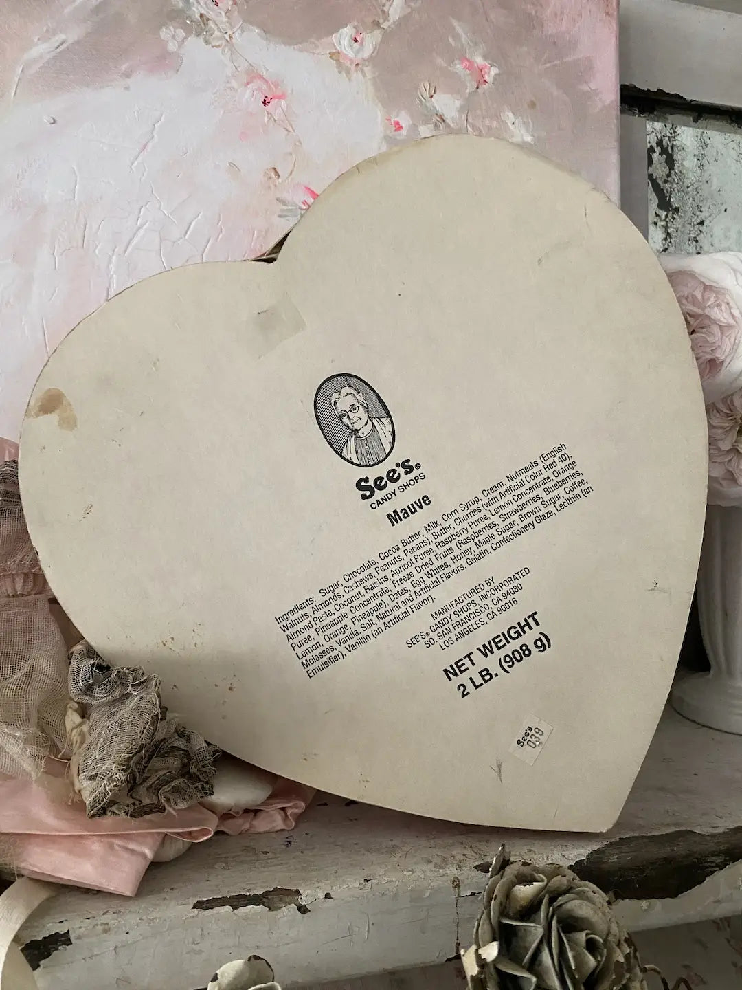 Vintage Mauve Velvet Sees Candy Box
