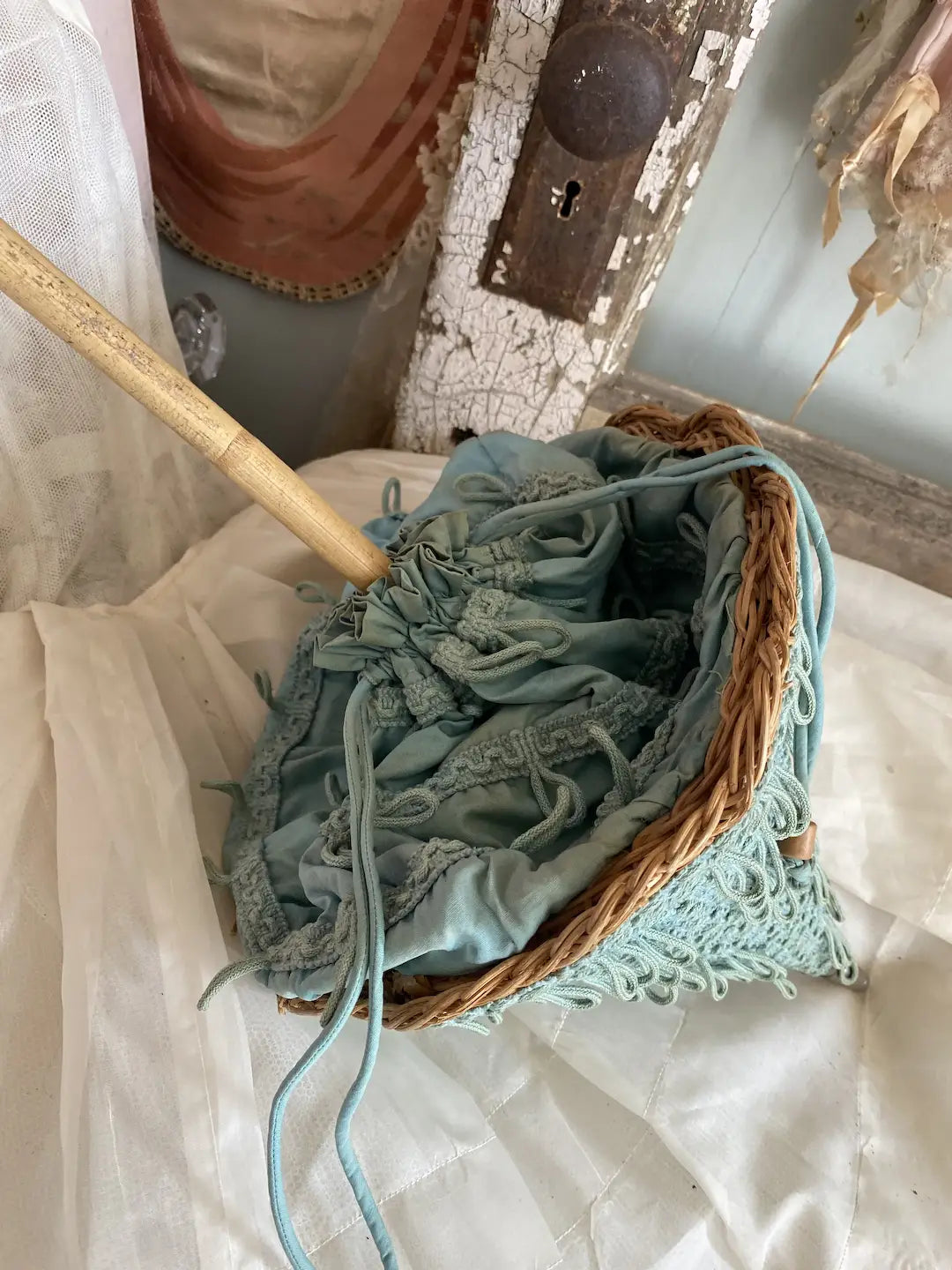 Vintage Wicker Parasol Umbrella Purse