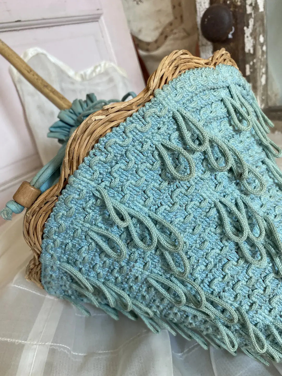 Vintage Wicker Parasol Umbrella Purse