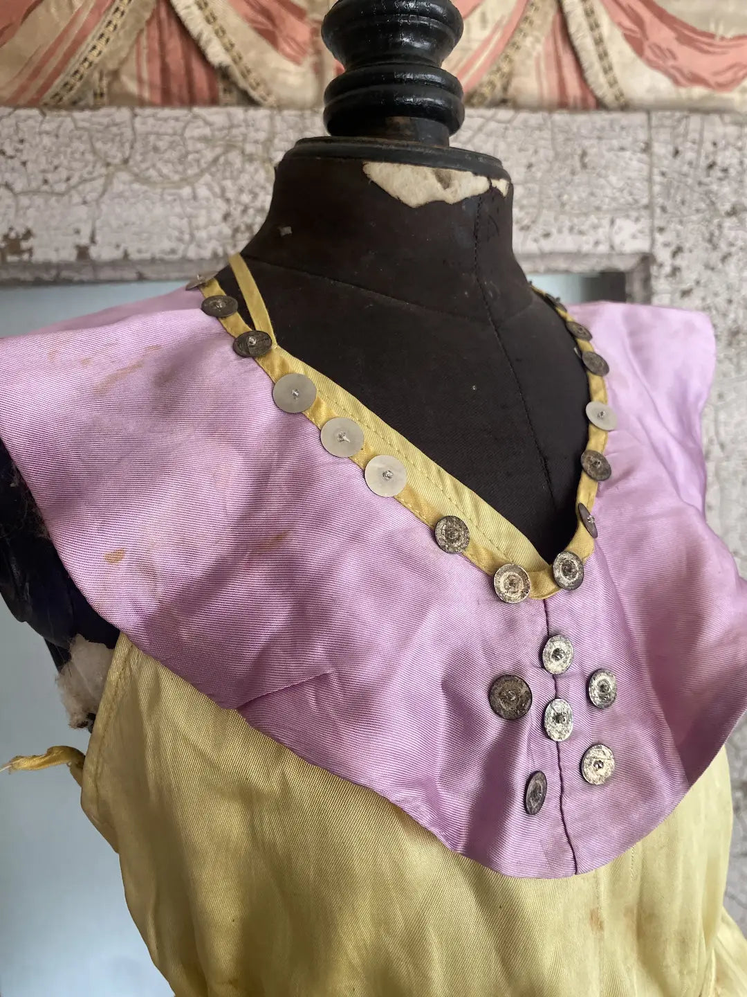 Vintage Theater Costume Romper Cape Collar Metal Sequins