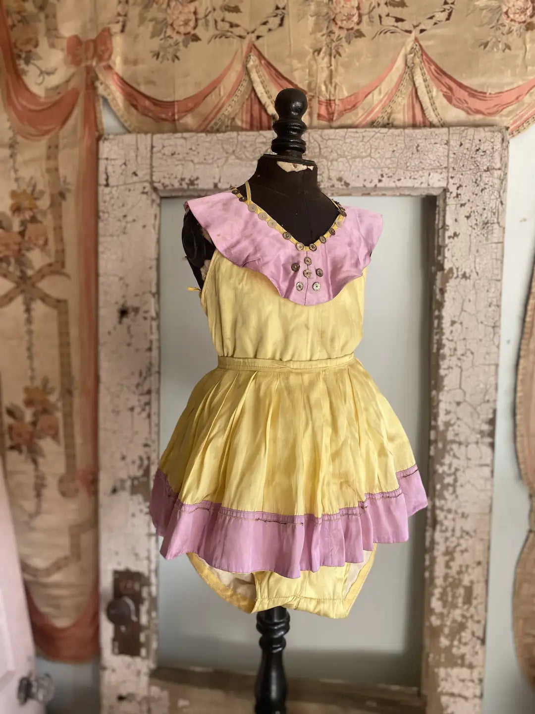 Vintage Theater Costume Romper Cape Collar Metal Sequins