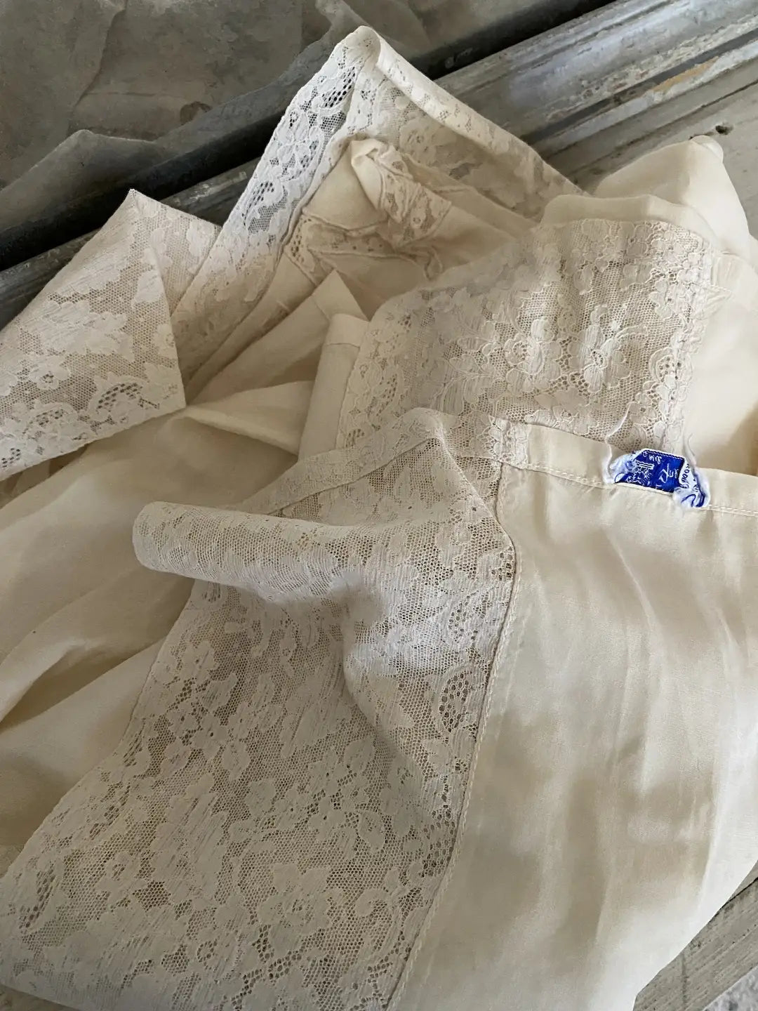 Vintage c1940 Bed Sheet Coverlet Lace Monogram