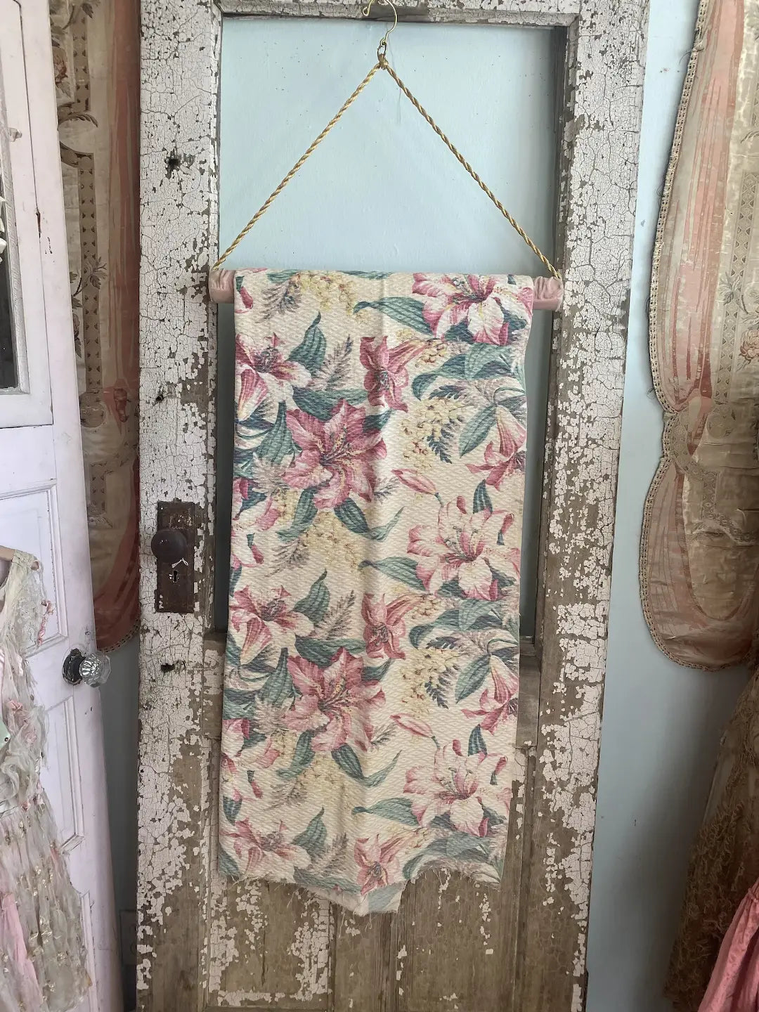 Vintage Fabric Panel Mid-Century Tropical Floral