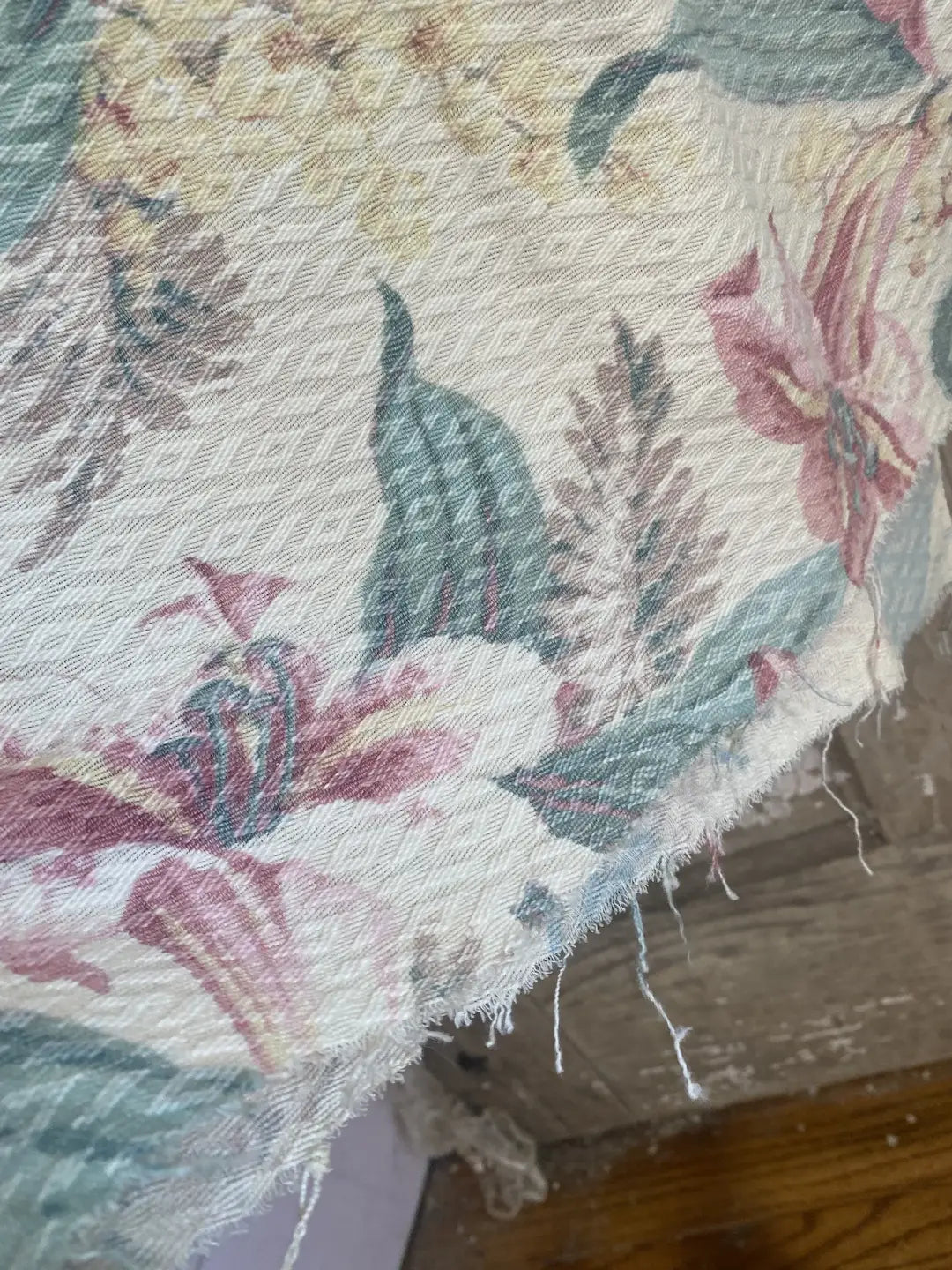 Vintage Fabric Panel Mid-Century Tropical Floral