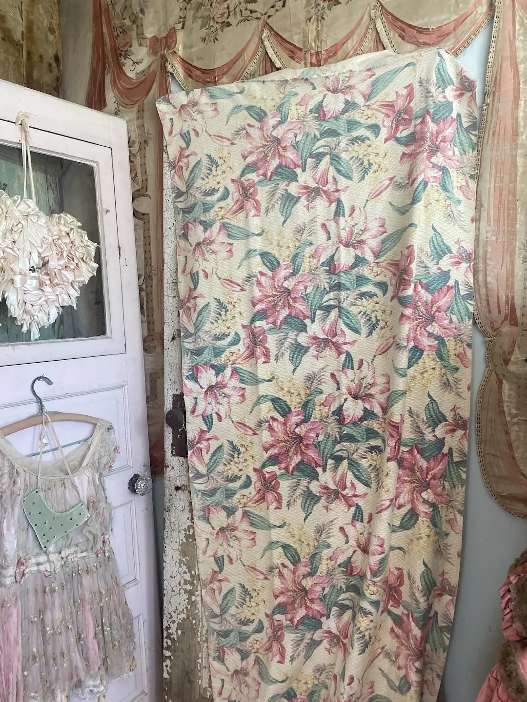 Vintage Fabric Panel Mid-Century Tropical Floral