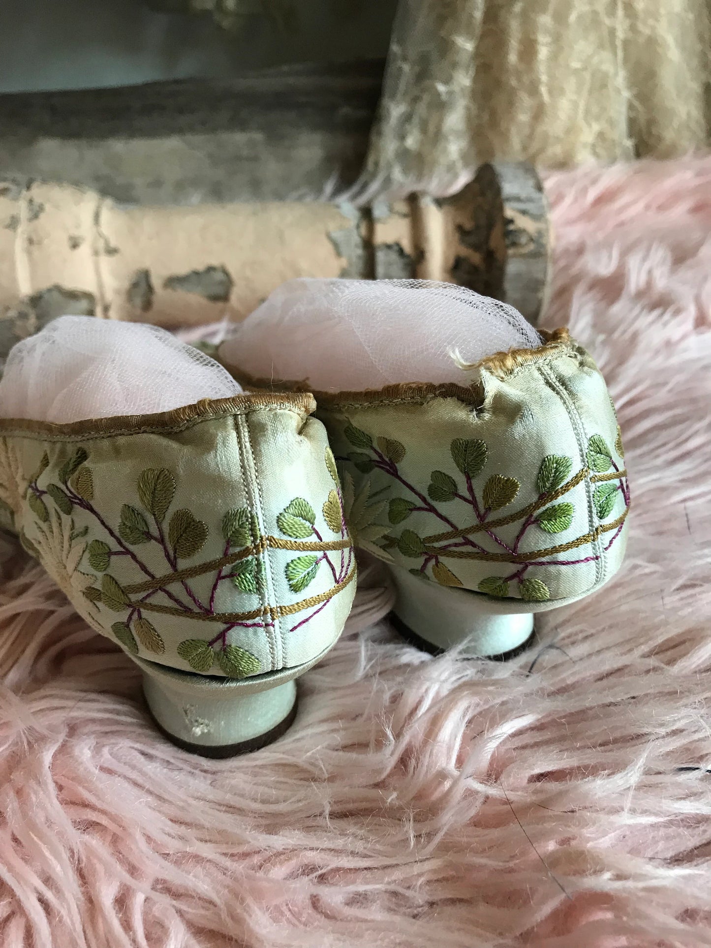 Antique Shoes Mint Green Silk