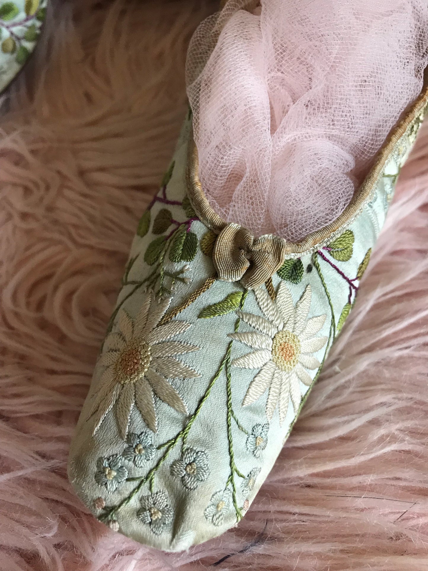 Antique Shoes Mint Green Silk
