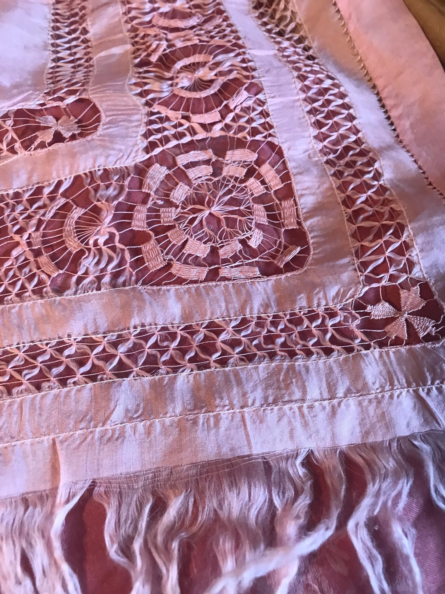 Antique Pink Silk Scarf Shawl