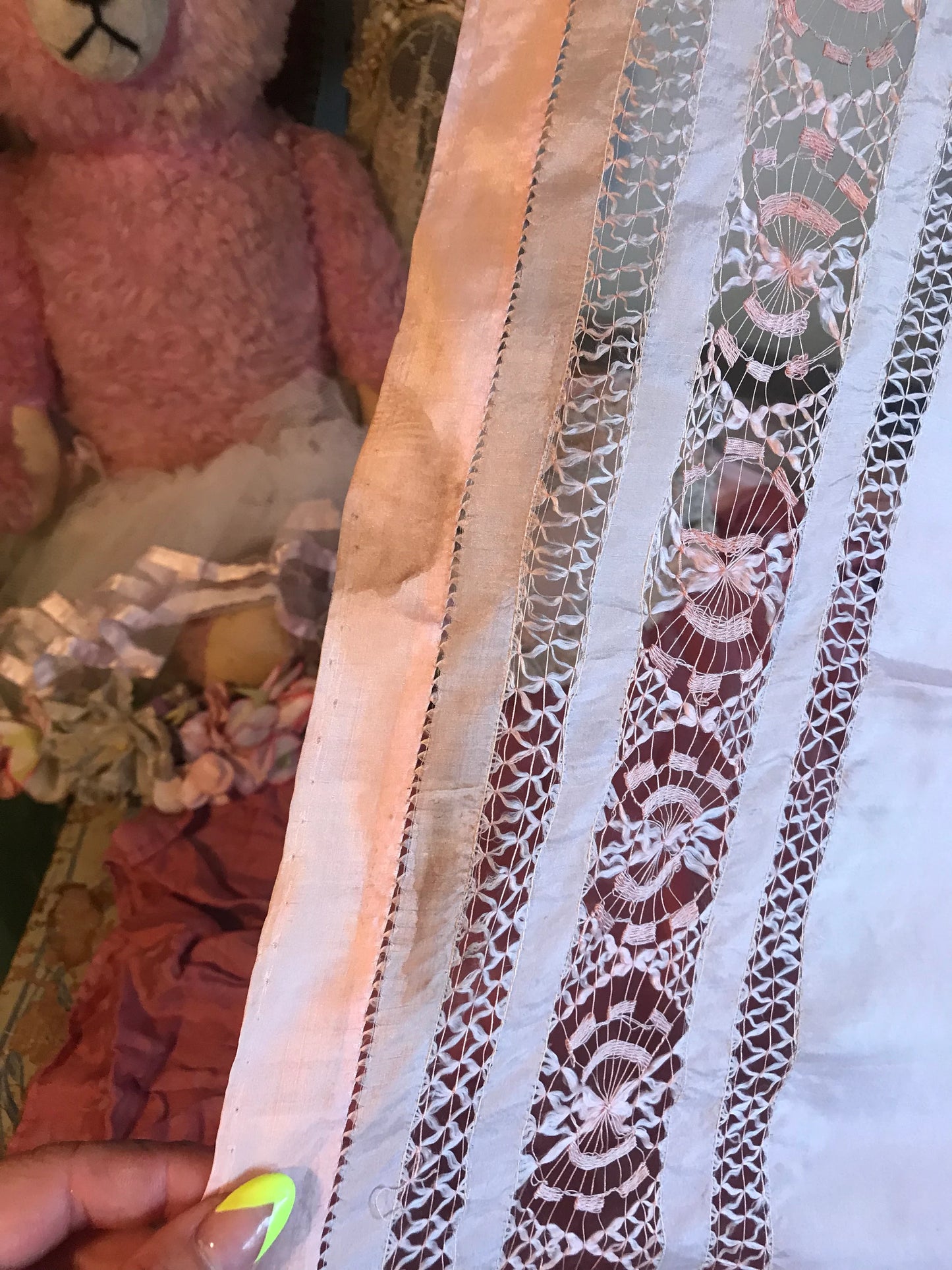 Antique Pink Silk Scarf Shawl