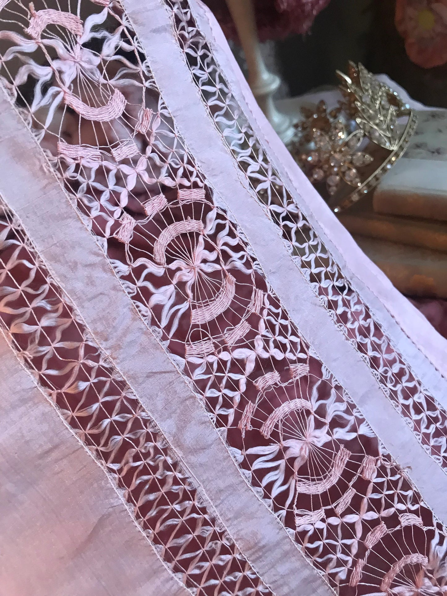 Antique Pink Silk Scarf Shawl