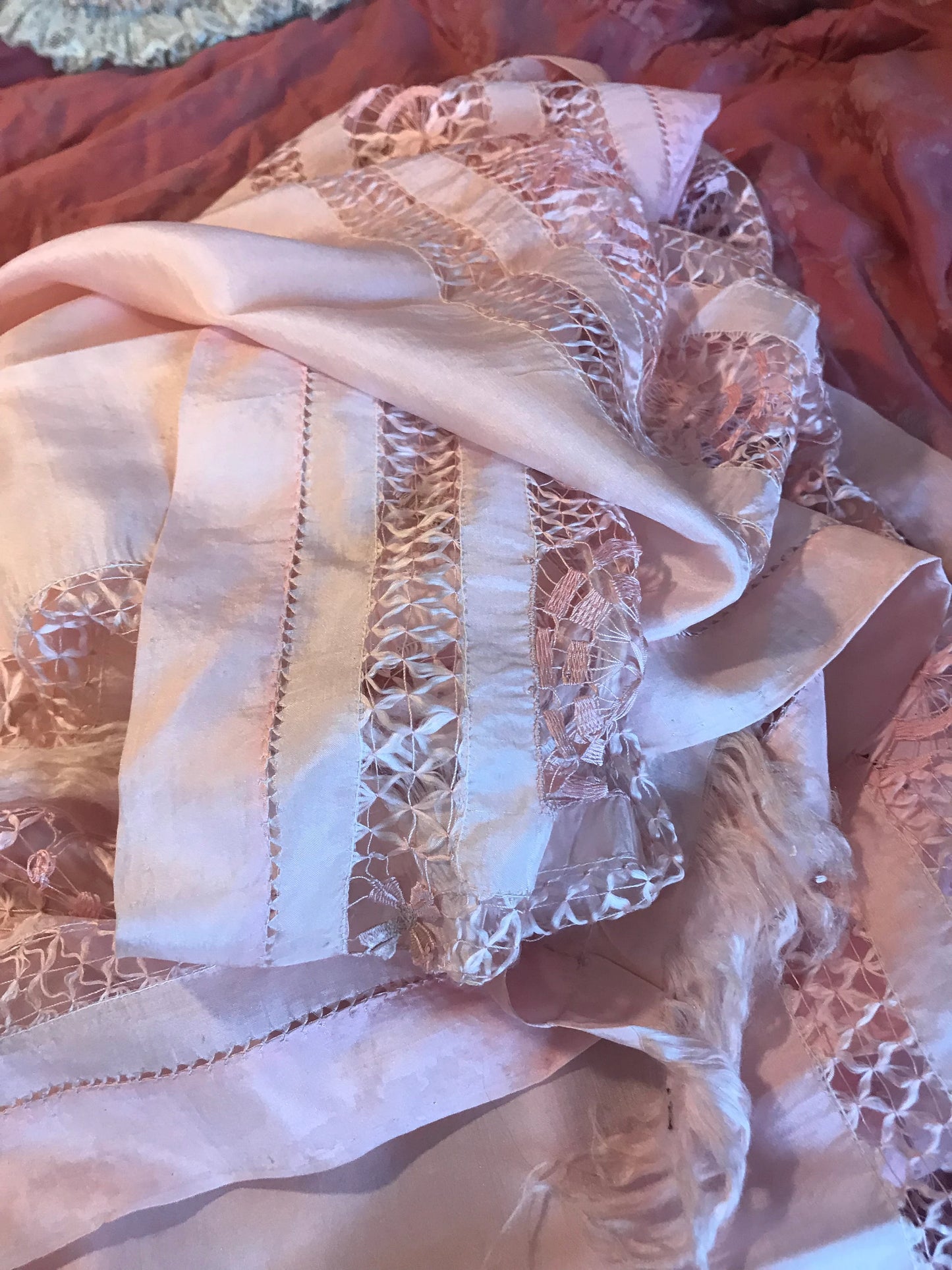 Antique Pink Silk Scarf Shawl