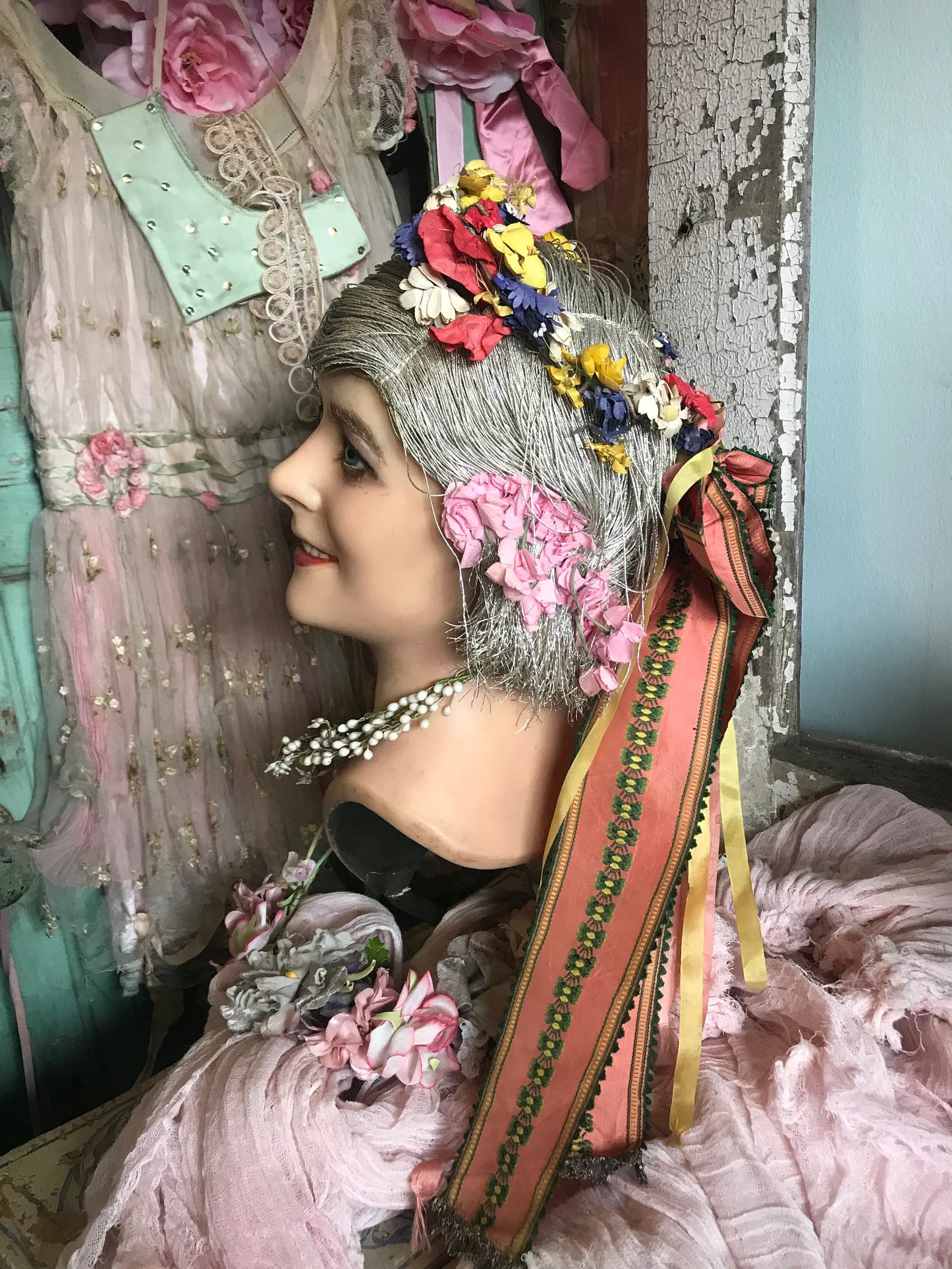 Antique Czech Millinery Flower Crown