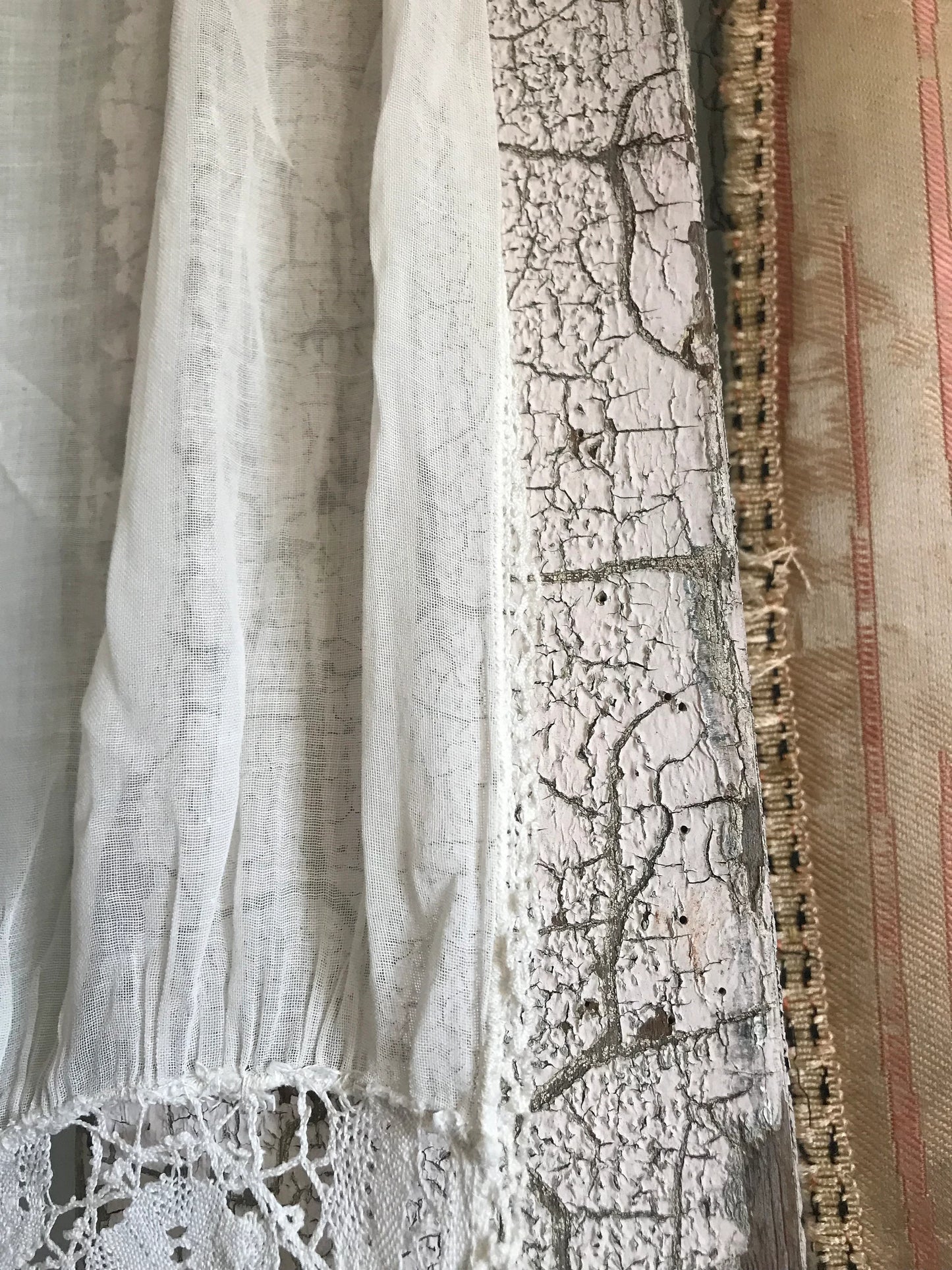 Antique Curtain Panel White Lace