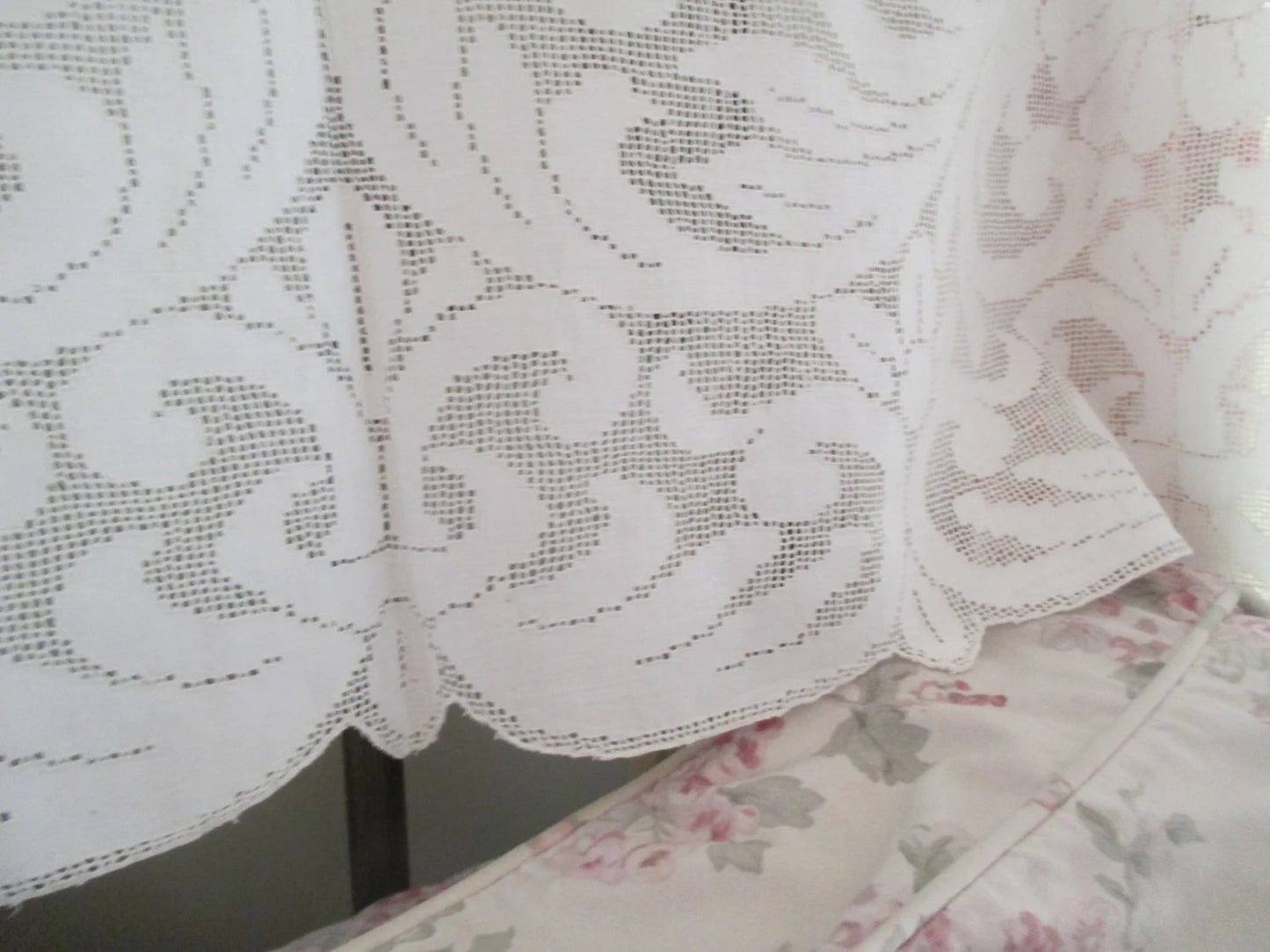 Antique Tablecloth Napkin Set White Linen Lace