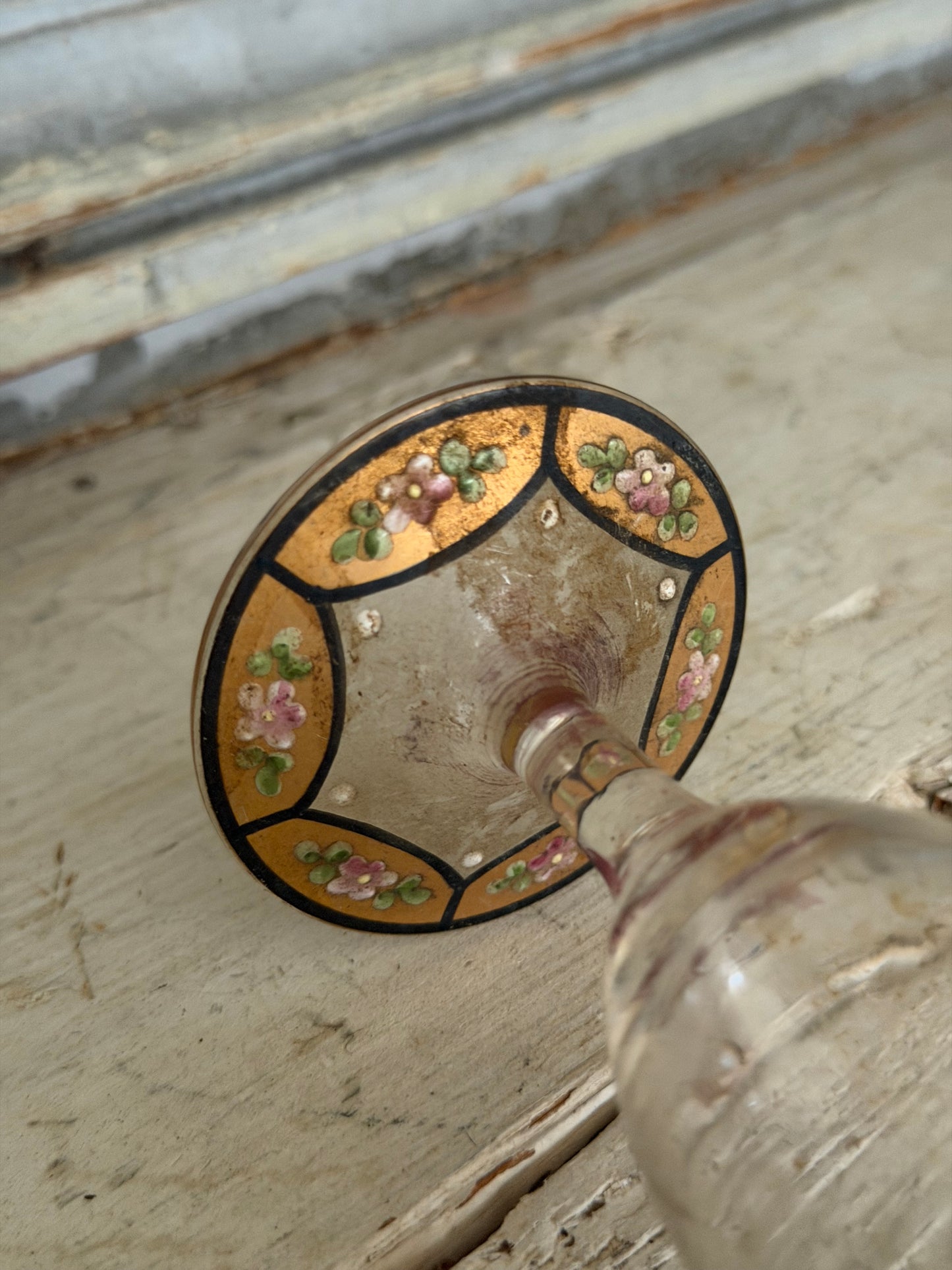 Antique Glass Hand Painted Perfume Bottle