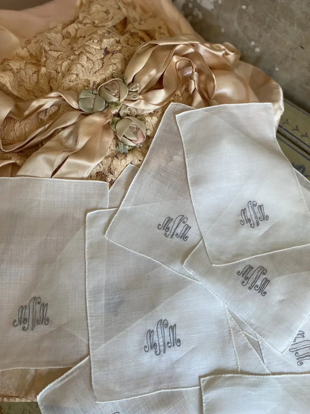 Collection Antique Cocktail Napkins Monogram