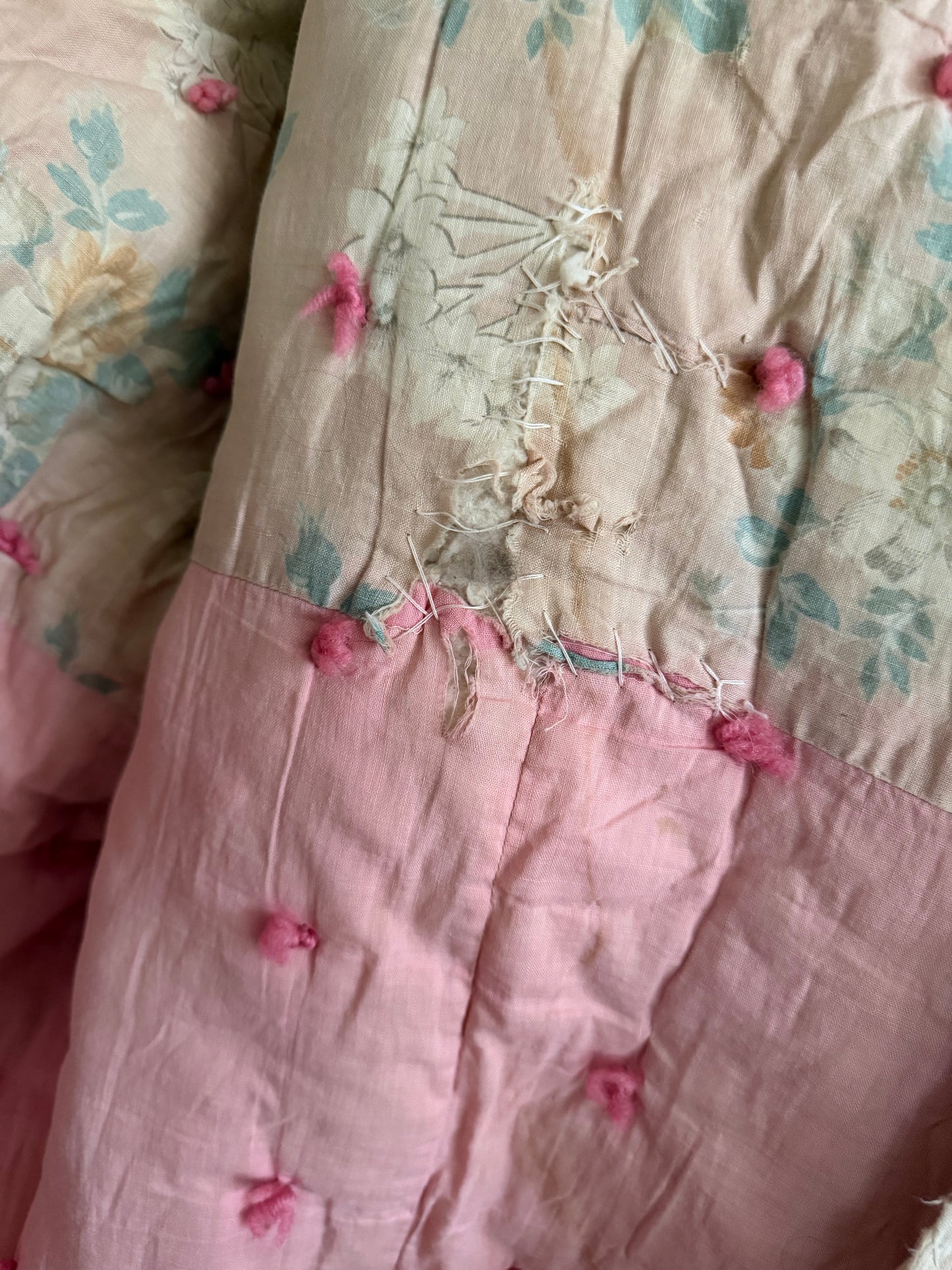 Antique Shabby French Boutis Quilt