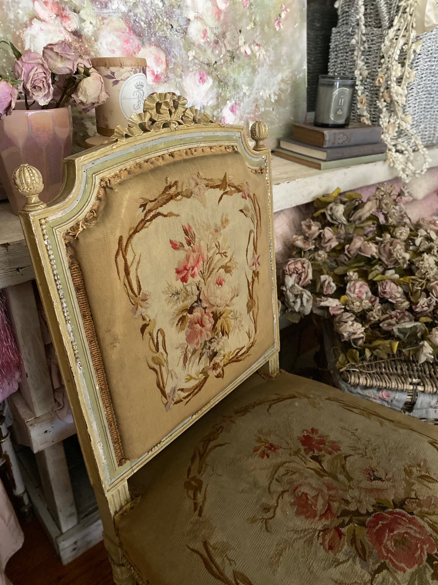 Antique French Louis XVI Aubusson Chair